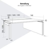 MOTION team desk | 1400 - 1800 mm, electrically height adjustable, walnut