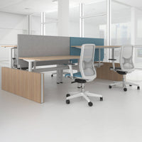 MOTION team desk | 1400 - 1800 mm, electrically height adjustable, gray northern oak