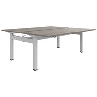 MOTION team desk | 1400 - 1800 mm, electrically height adjustable, gray northern oak