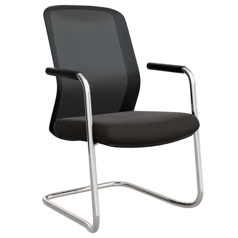 NETKON Cantilever Chair | Mesh Back, Black - 1 Main Image