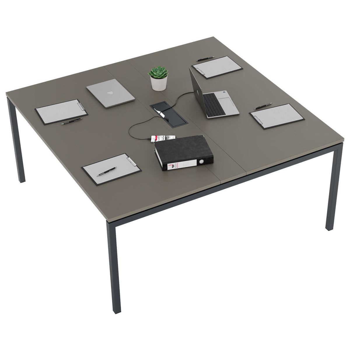 NOVA Conference table | 1600 x 1640 mm (6 - 8 people), electrified, cubanite gray - 4 Lightbox Main Image