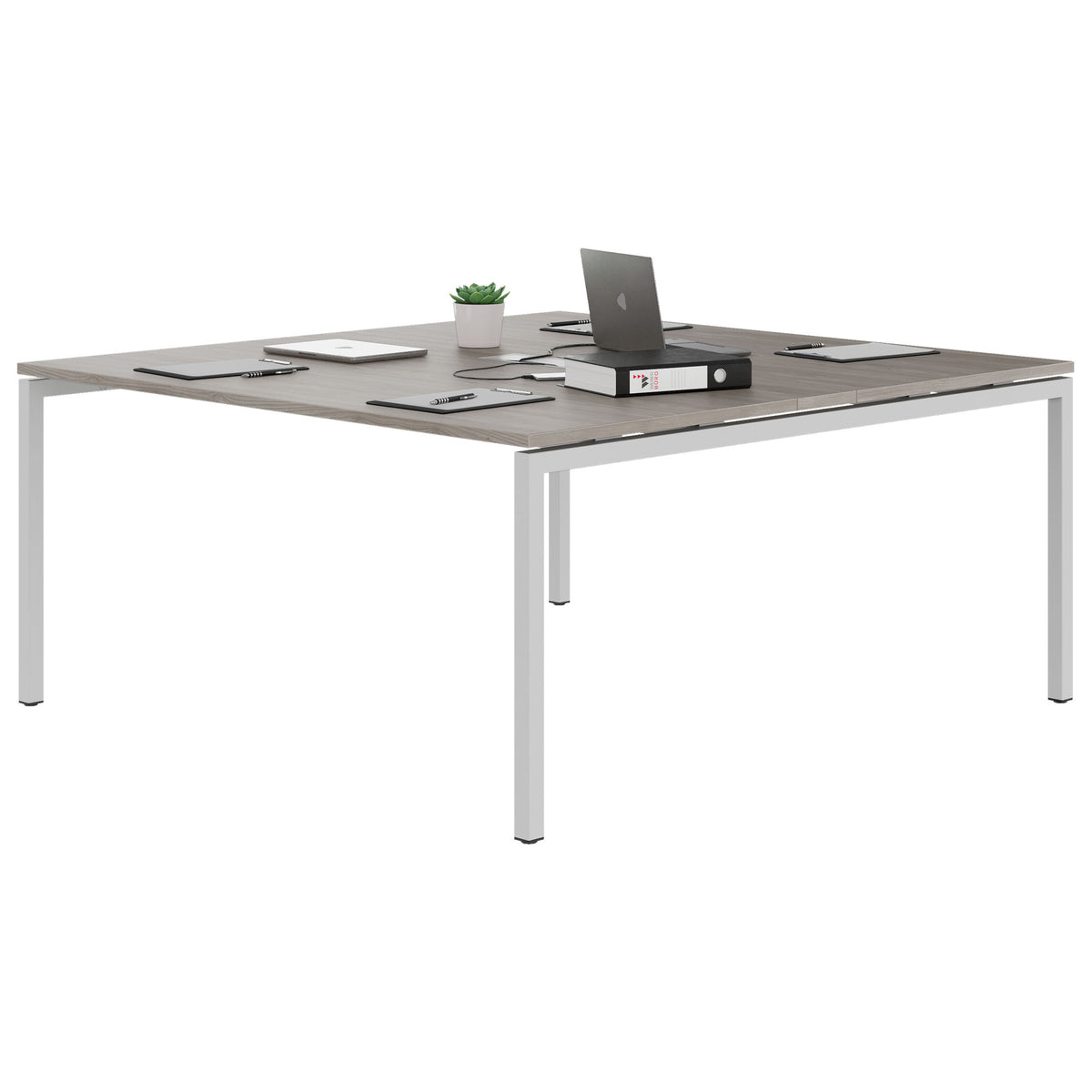 NOVA Conference table | 1600 x 1640 mm (6 - 8 people), electrified, north oak gray - 3 Lightbox Main Image