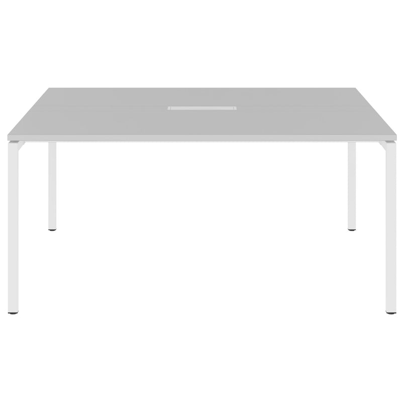 NOVA Konferenztisch | 1600 x 1640 mm (6 - 8 Personen), elektrifiziert, Perlgrau - 2 Main Image