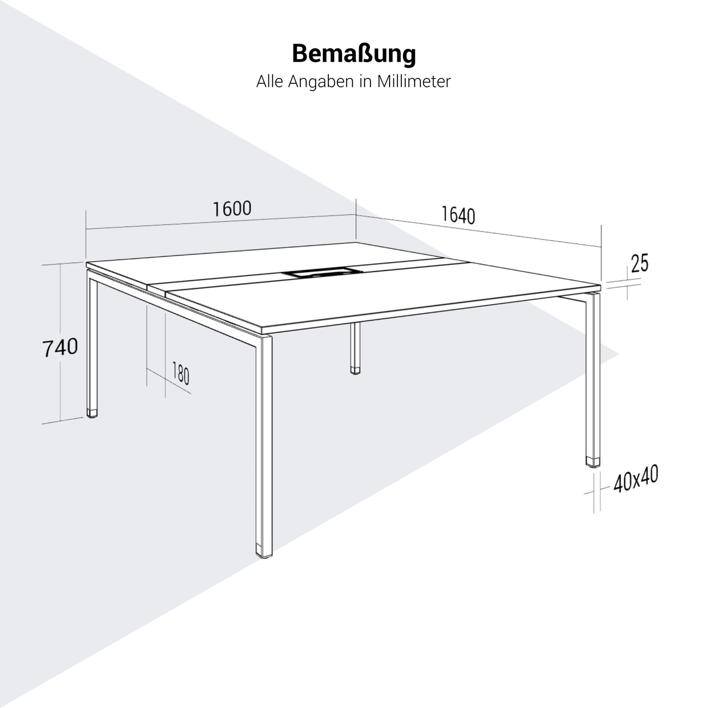 NOVA Konferenztisch | 1600 x 1640 mm (6 - 8 Personen), elektrifiziert, Schwarz