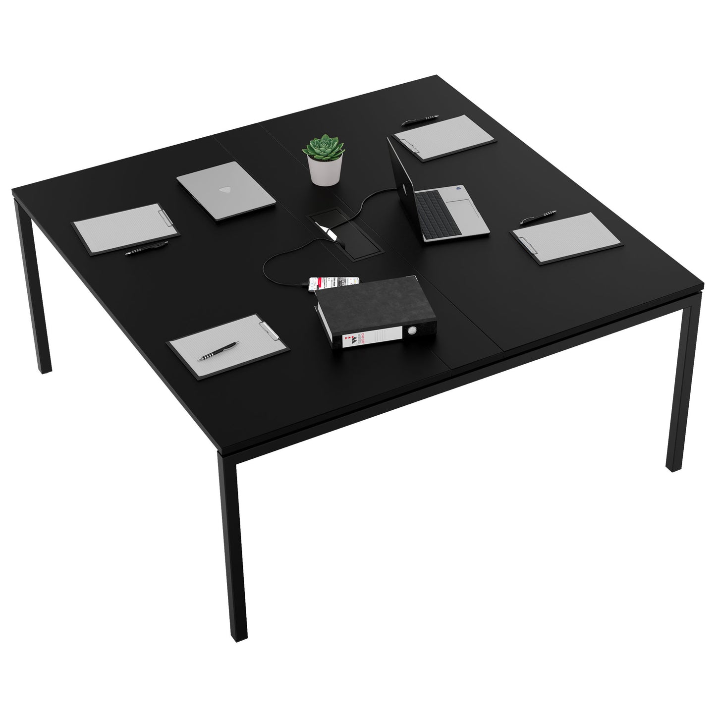 NOVA Konferenztisch | 1600 x 1640 mm (6 - 8 Personen), elektrifiziert, Schwarz
