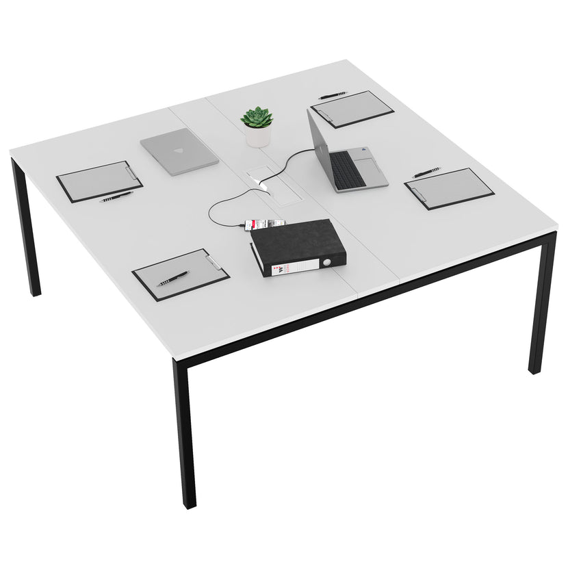 NOVA Tableau de conférence | 1600 x 1640 mm (6 - 8 personnes), électrifié, blanc