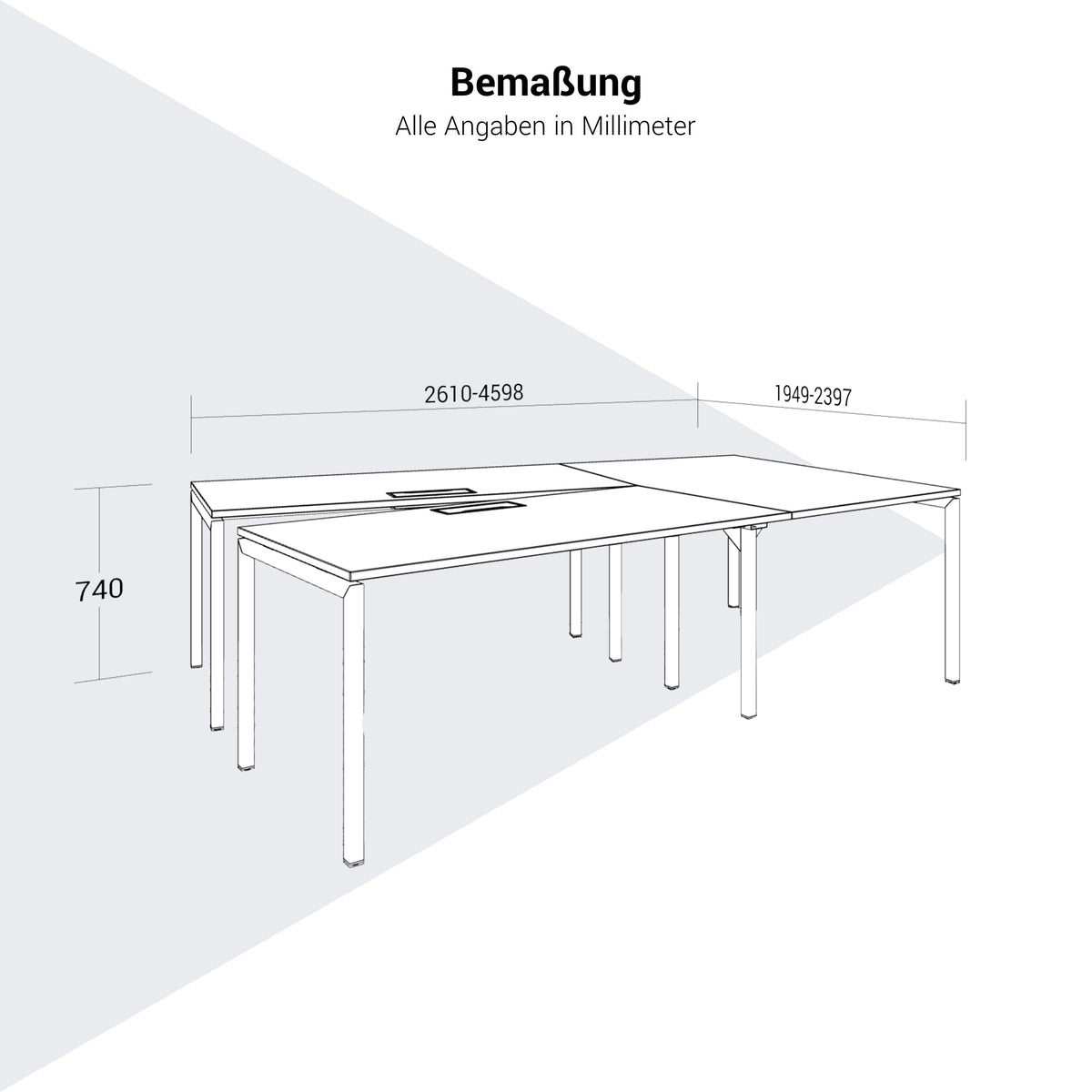 NOVA Konferenztisch | 2610-4598 mm, V-Form, optionale Elektrifizierung - 16 Lightbox Main Image
