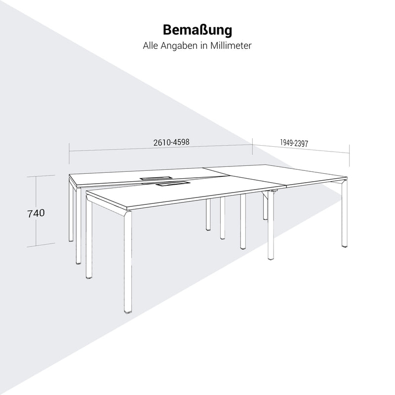 NOVA Konferenztisch | 2610-4598 mm, V-Form, optionale Elektrifizierung - 16 Main Image
