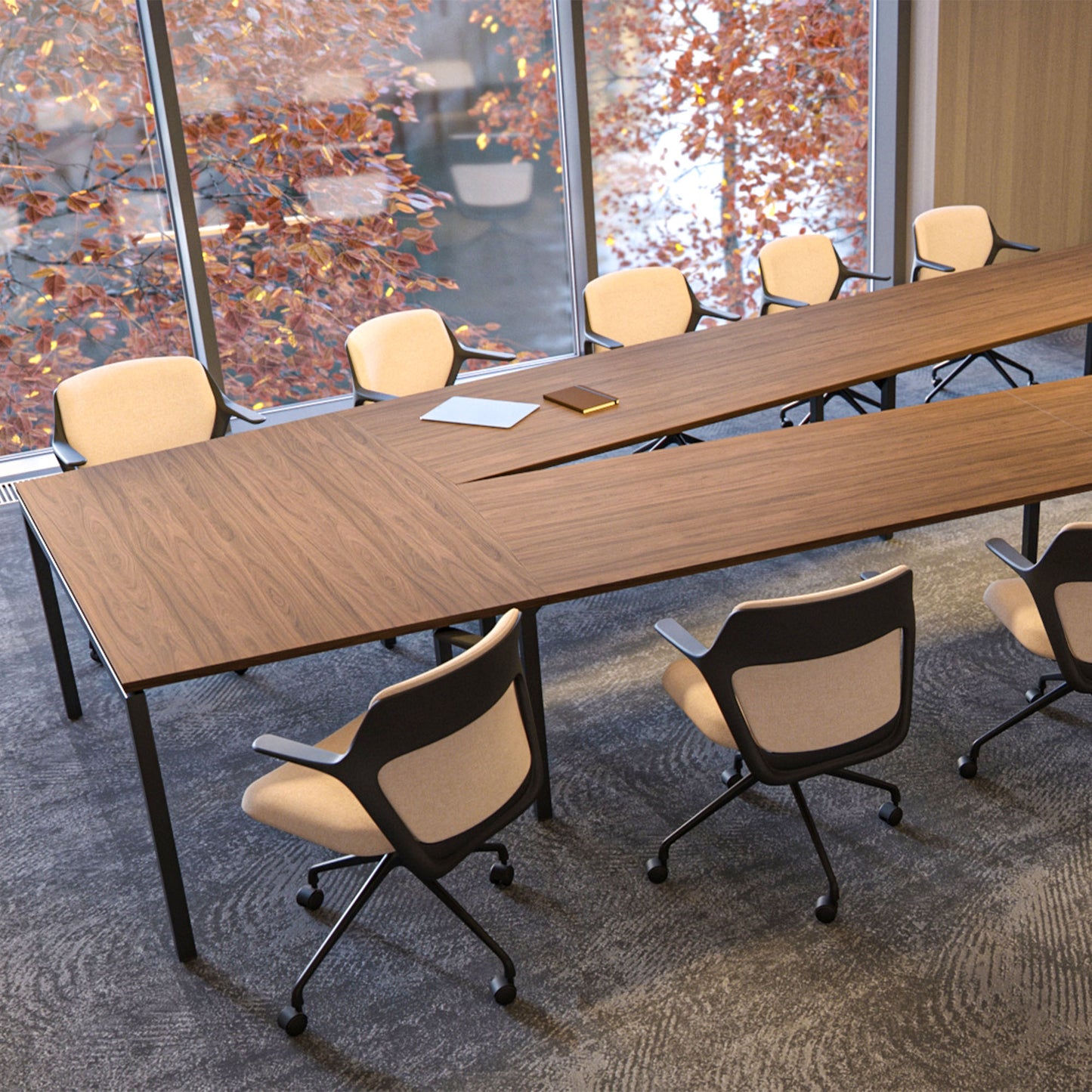 NOVA Konferenztisch | 2610-4598 mm, V-Form, optionale Elektrifizierung