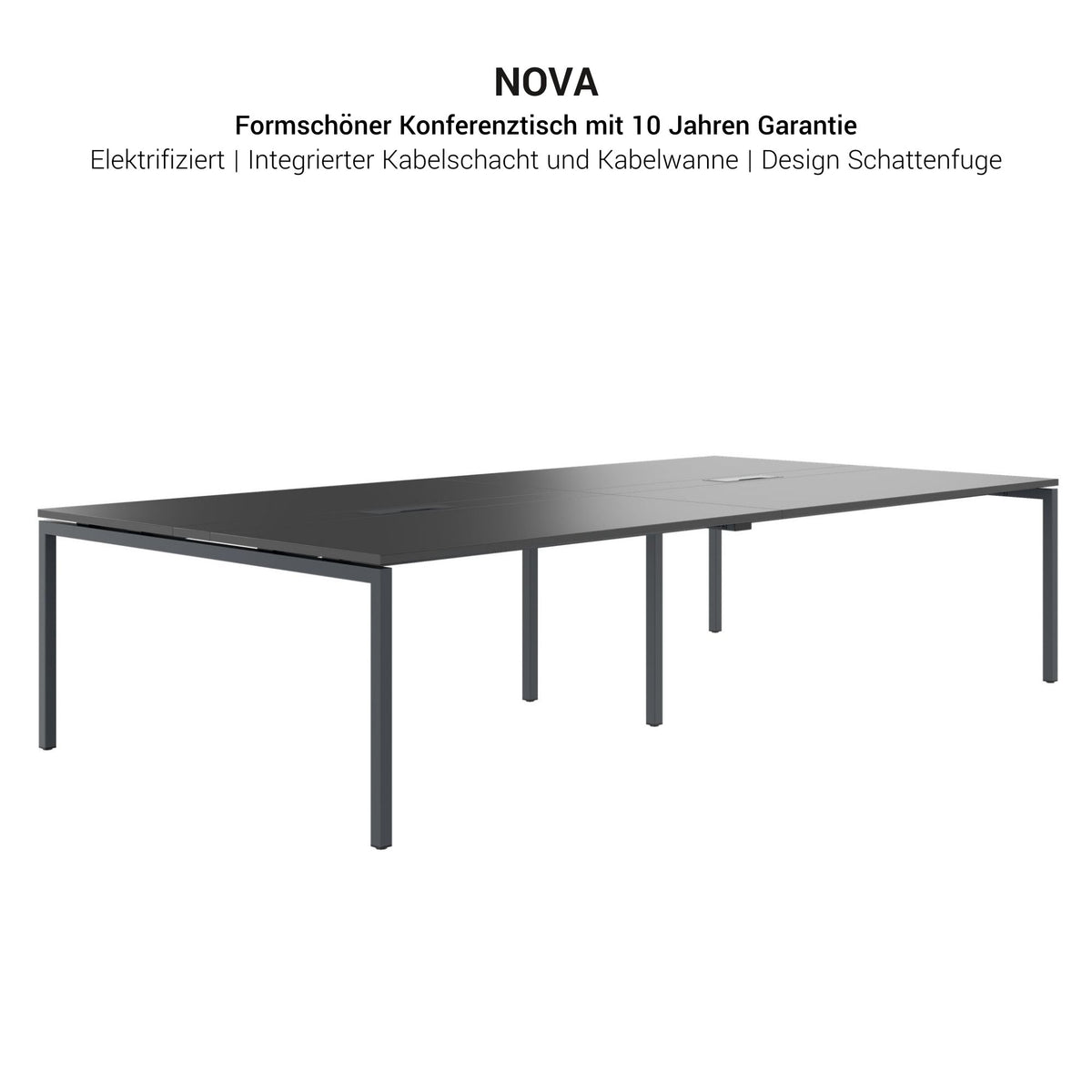 NOVA Tableau de conférence | 3200 x 1640 mm (10 - 12 personnes), électrifié, anthracite - 5 Lightbox Main Image