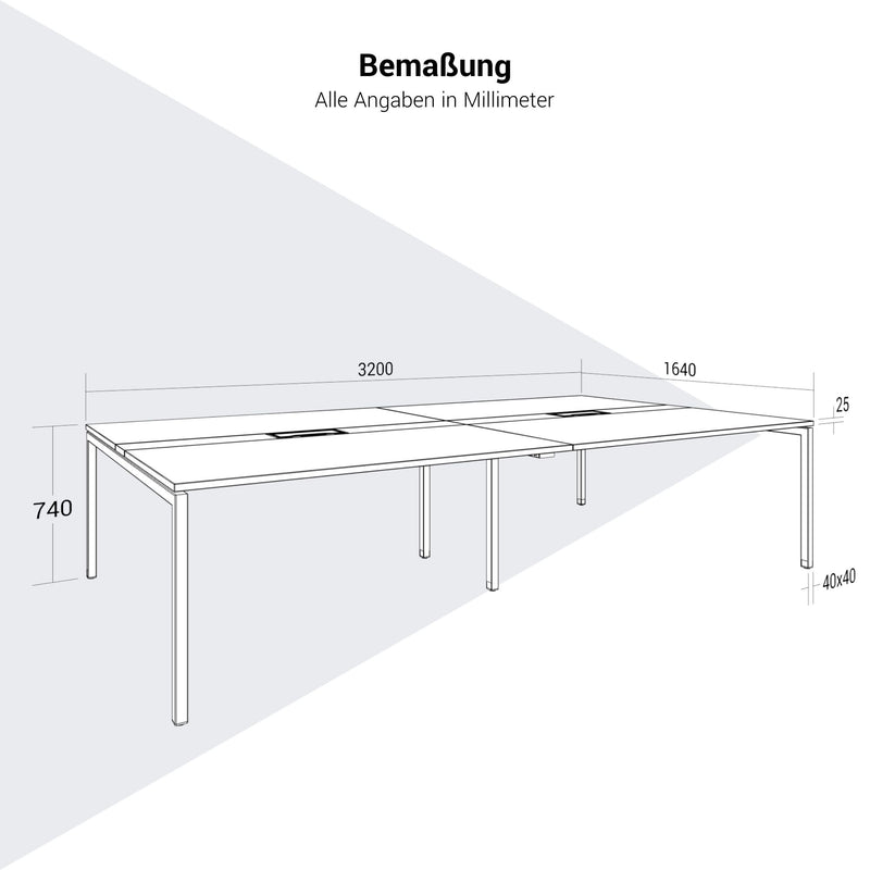 NOVA Konferenztisch | 3200 x 1640 mm (10 - 12 Personen), elektrifiziert, Nordeiche grau - 11 Main Image