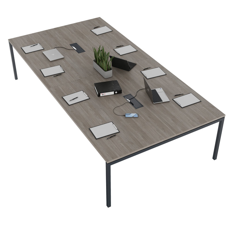 NOVA Konferenztisch | 3200 x 1640 mm (10 - 12 Personen), elektrifiziert, Nordeiche grau - 4 Main Image