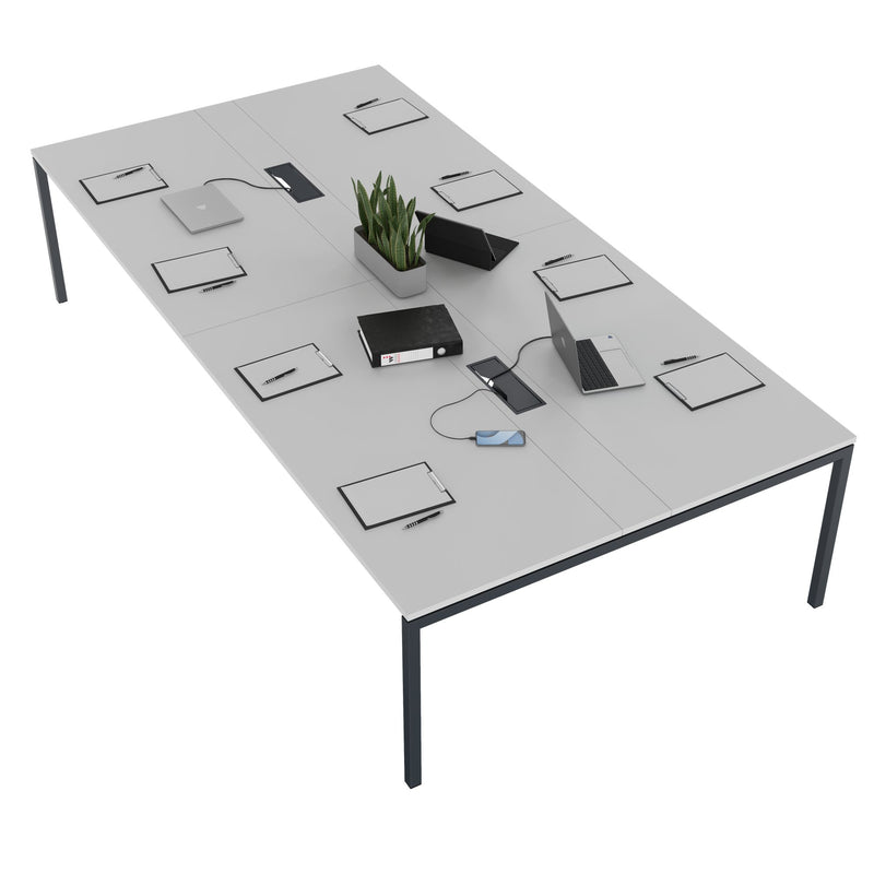 NOVA Konferenztisch | 3200 x 1640 mm (10 - 12 Personen), elektrifiziert, Perlgrau - 3 Main Image
