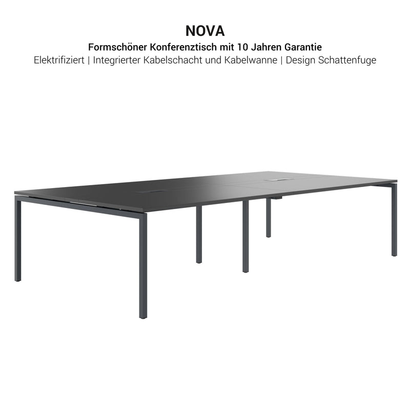 NOVA Konferenztisch | 3200 x 1640 mm (10 - 12 Personen), elektrifiziert, Schwarz - 4 Main Image