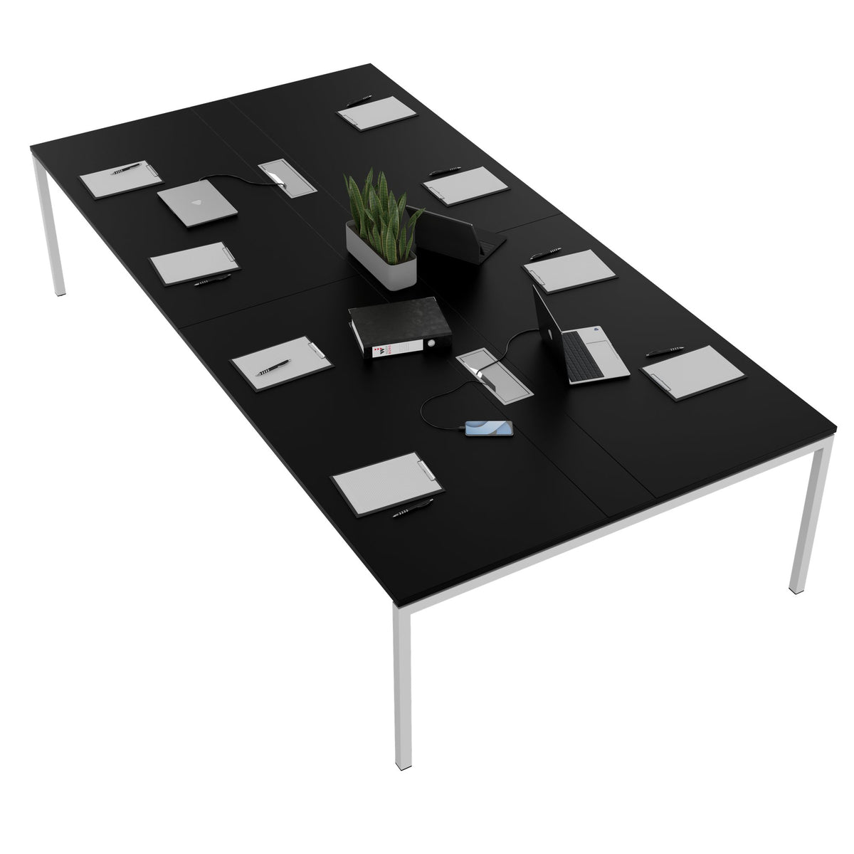 NOVA Konferenztisch | 3200 x 1640 mm (10 - 12 Personen), elektrifiziert, Schwarz - 3 Lightbox Main Image