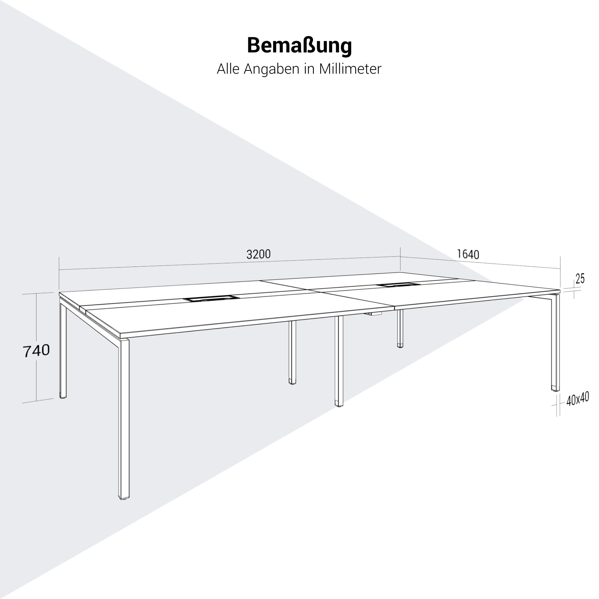 NOVA Tableau de conférence | 3200 x 1640 mm (10 - 12 personnes), électrifié, blanc
