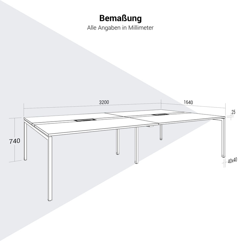 NOVA Tableau de conférence | 3200 x 1640 mm (10 - 12 personnes), électrifié, blanc