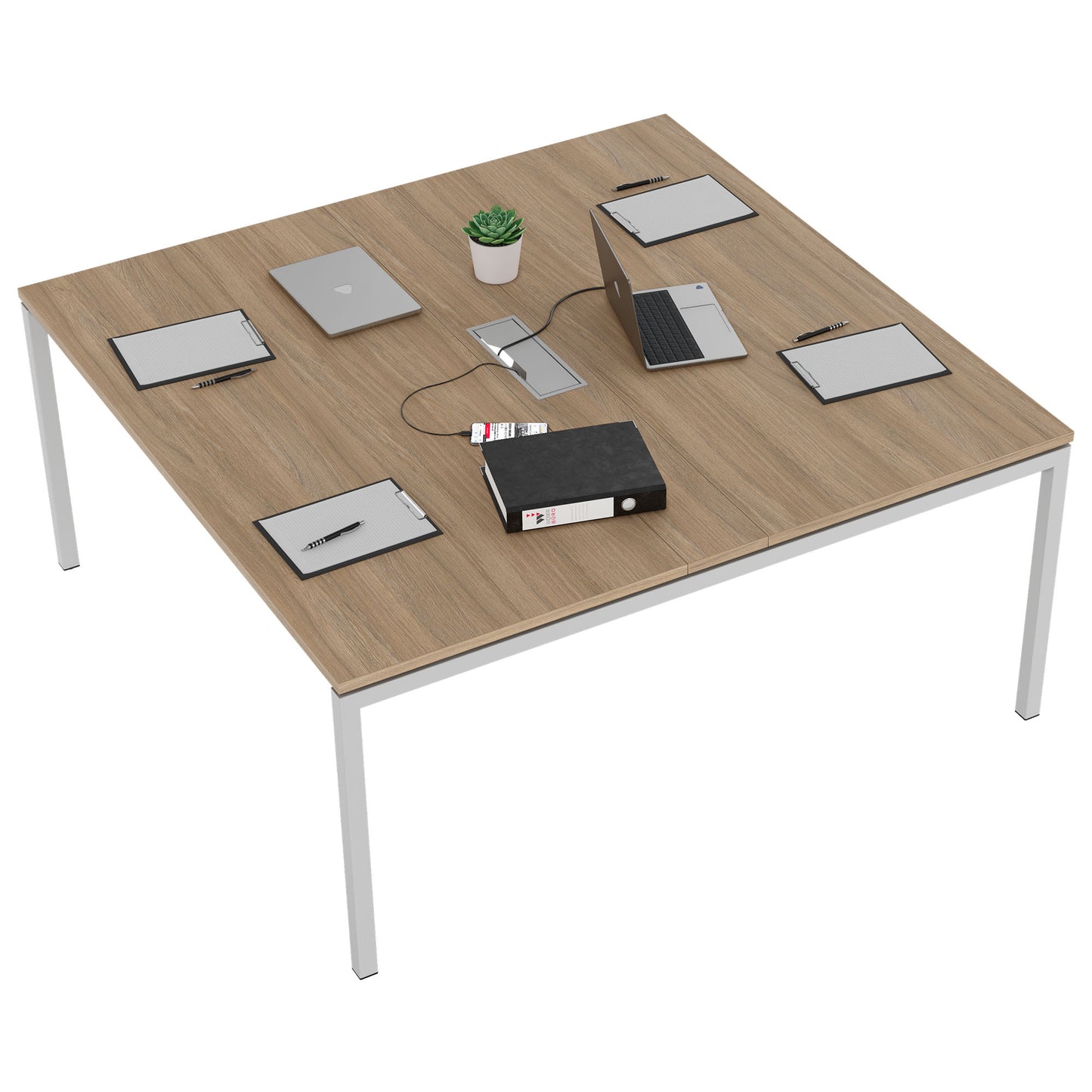 NOVA conference table | Electrified, 1600 x 1640 mm (6 - 8 people), amber oak