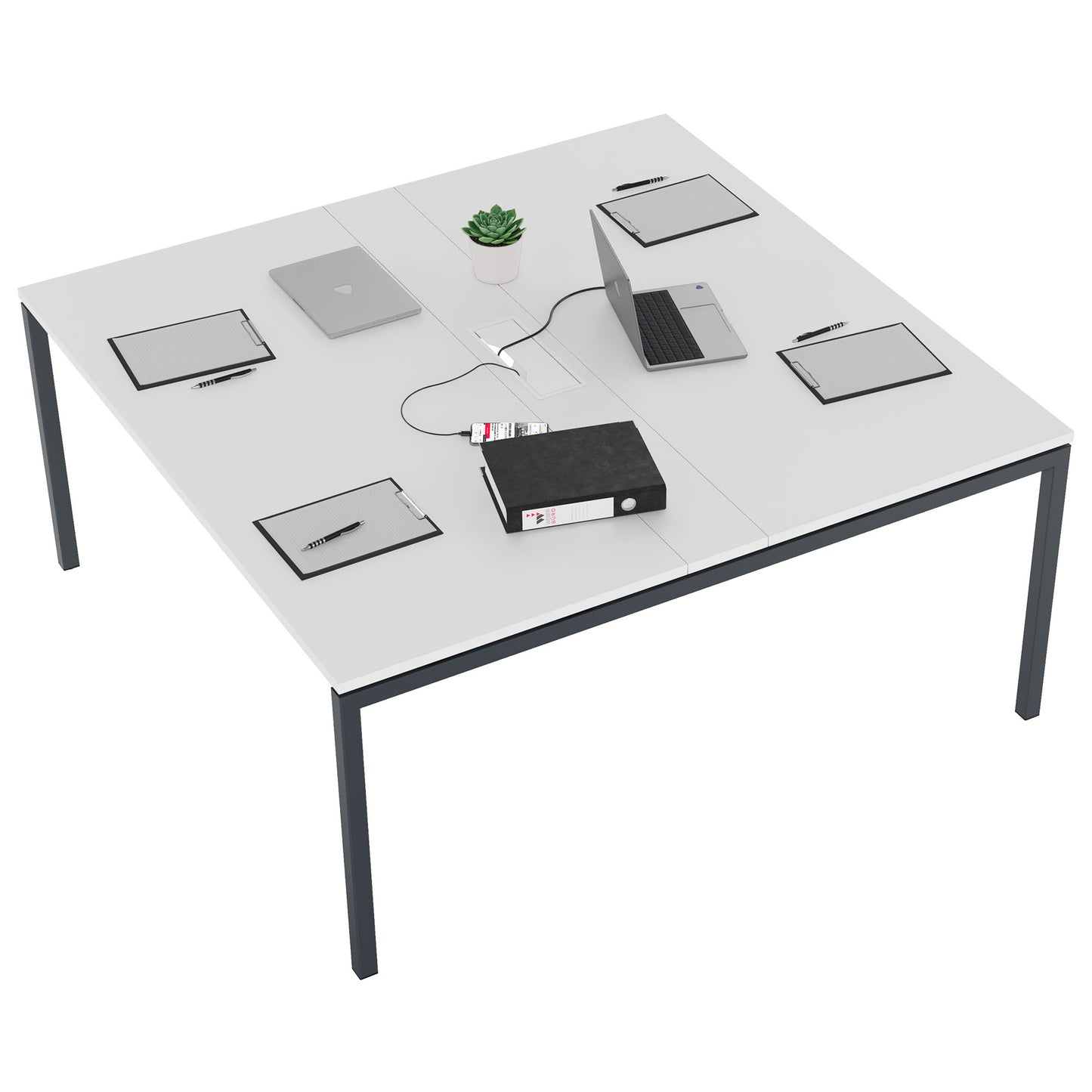 Nova conference table | Electrified, 1600 x 1640 mm (6 - 8 people), white