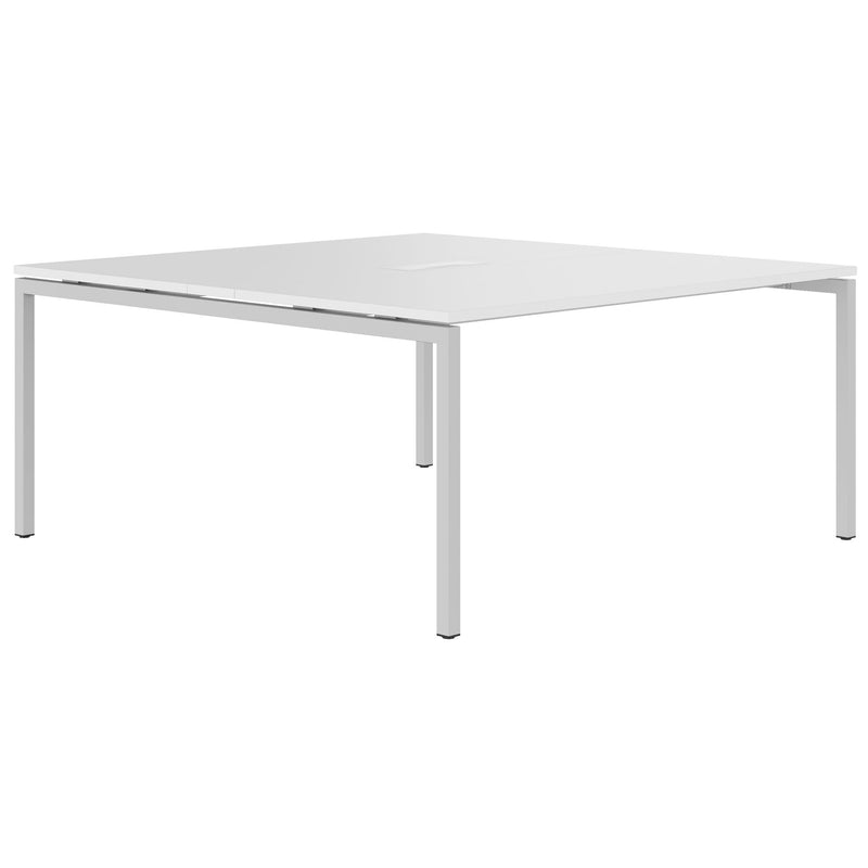 NOVA Konferenztisch | 1600 x 1640 mm (6 - 8 Personen), elektrifiziert, Weiß - 1 Main Image