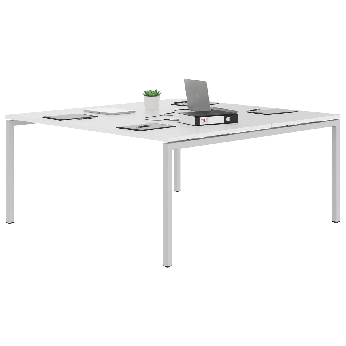 NOVA Konferenztisch | 1600 x 1640 mm (6 - 8 Personen), elektrifiziert, Weiß - 3 Lightbox Main Image