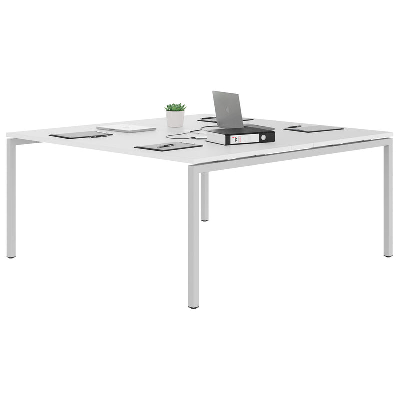 NOVA Konferenztisch | 1600 x 1640 mm (6 - 8 Personen), elektrifiziert, Weiß - 3 Main Image