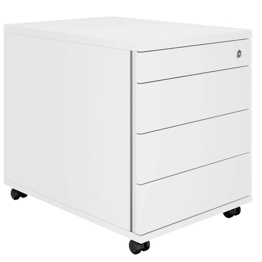 NOVA Roll container | 3 drawers + 1 small parts, 600 mm deep, white