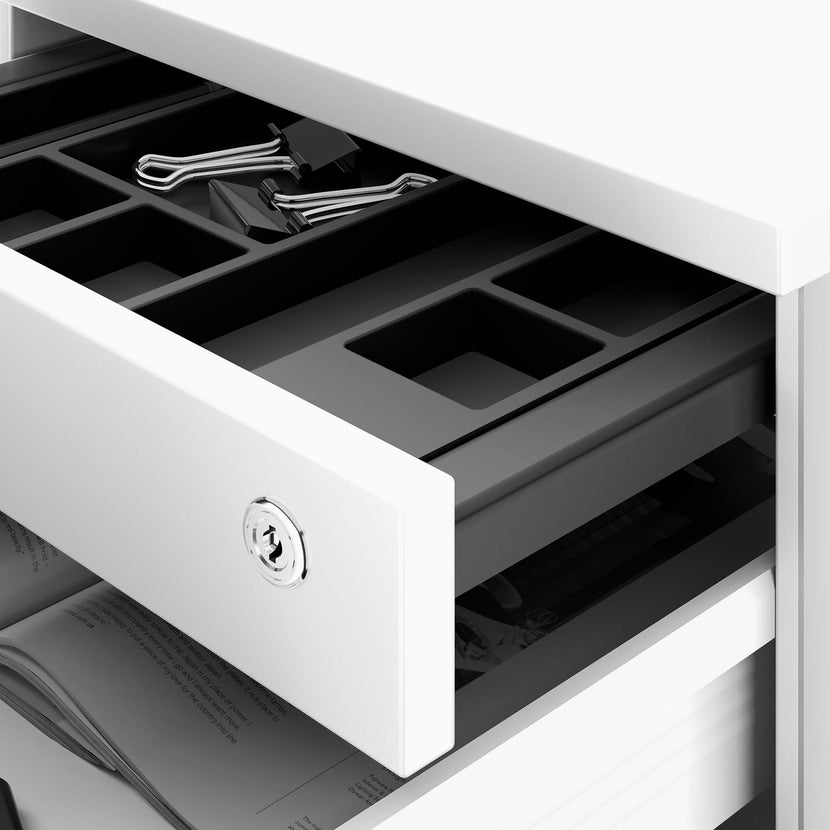 NOVA Roll container | 3 drawers + 1 small parts, 600 mm deep, white