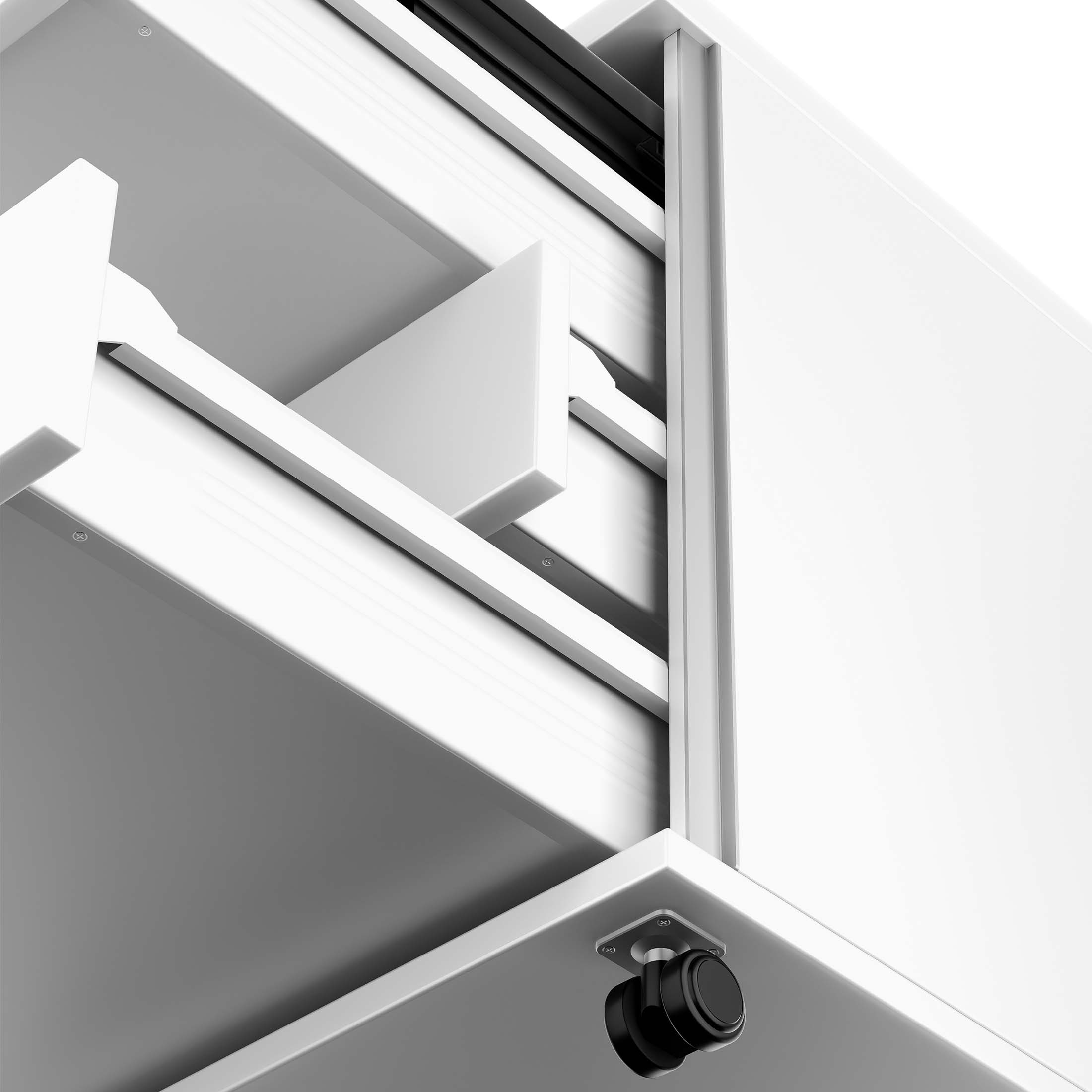 NOVA Roll container | 3 drawers + 1 small parts, 600 mm deep, white