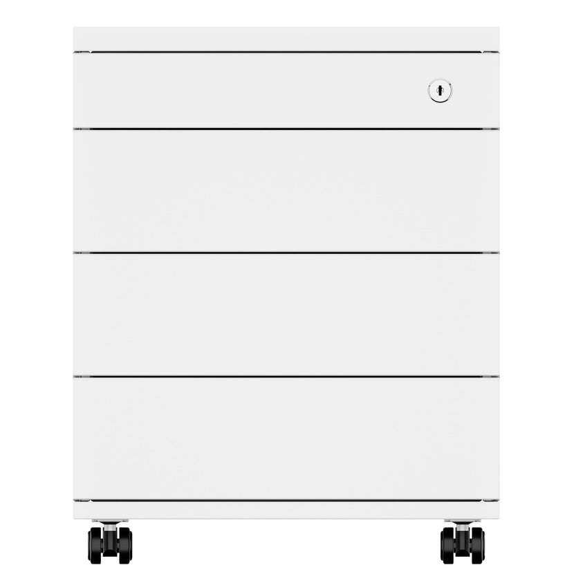 NOVA Roll container | 3 drawers + 1 small parts, 600 mm deep, white