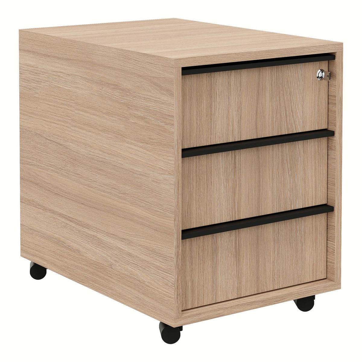 NOVA roll container | 3 drawers, 600mm deep, amber oak - 1 Lightbox Main Image