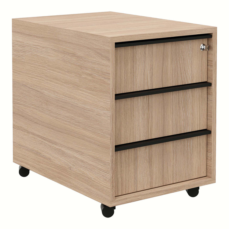 NOVA roll container | 3 drawers, 600mm deep, amber oak - 1 Main Image