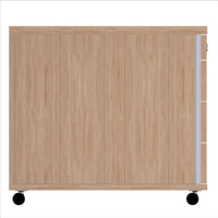 NOVA Roll container | 3 drawers + 1 small parts, 600 mm deep, amber oak