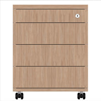 NOVA Roll container | 3 drawers + 1 small parts, 600 mm deep, amber oak