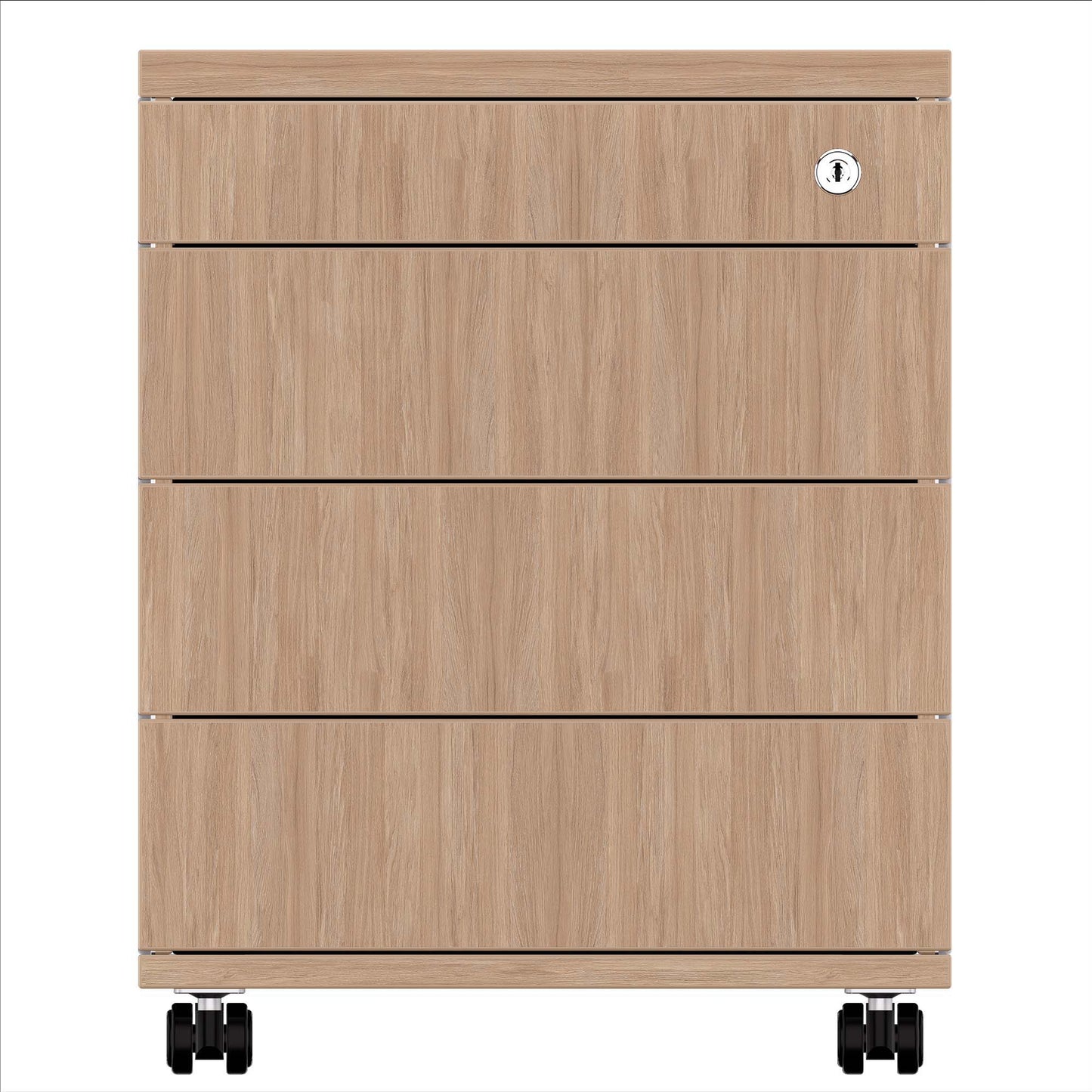 NOVA Container rotolo | 3 cassetti + 1 Piccole parti, 600 mm di profondità, quercia ambra