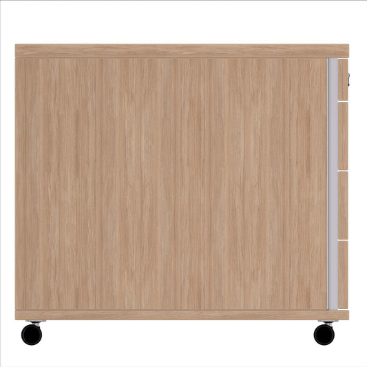NOVA Rollcontainer | 3 Schubladen + 1 Kleinteilefach, 600 mm tief, Bernsteineiche