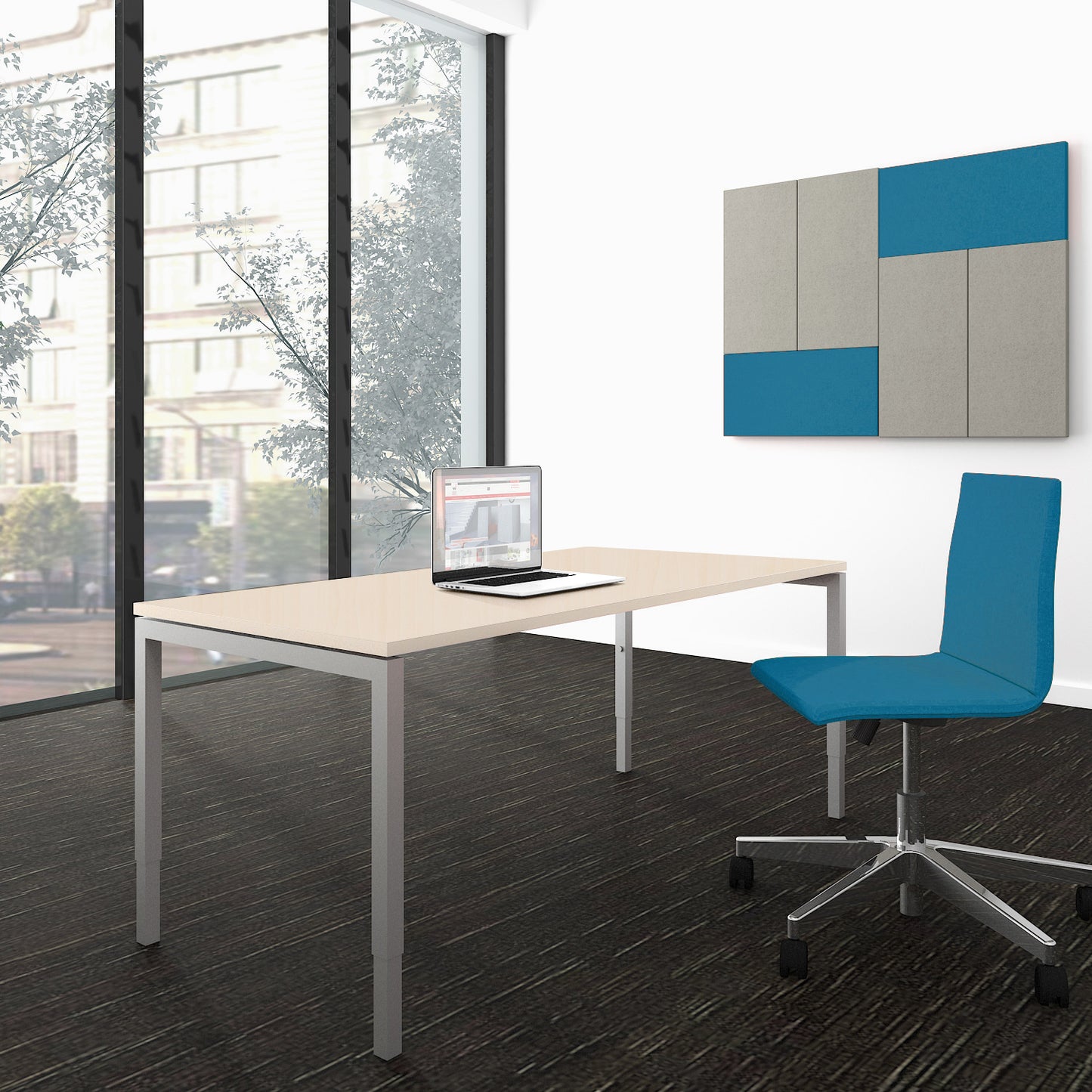 NOVA UH Desk | Regolabile altezza manualmente, 1600 x 800 mm, acero