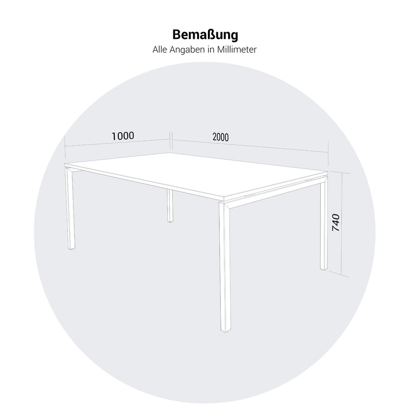 NOVA U CHIET DE BUREAU | 2000 x 1000 mm, gris perlé