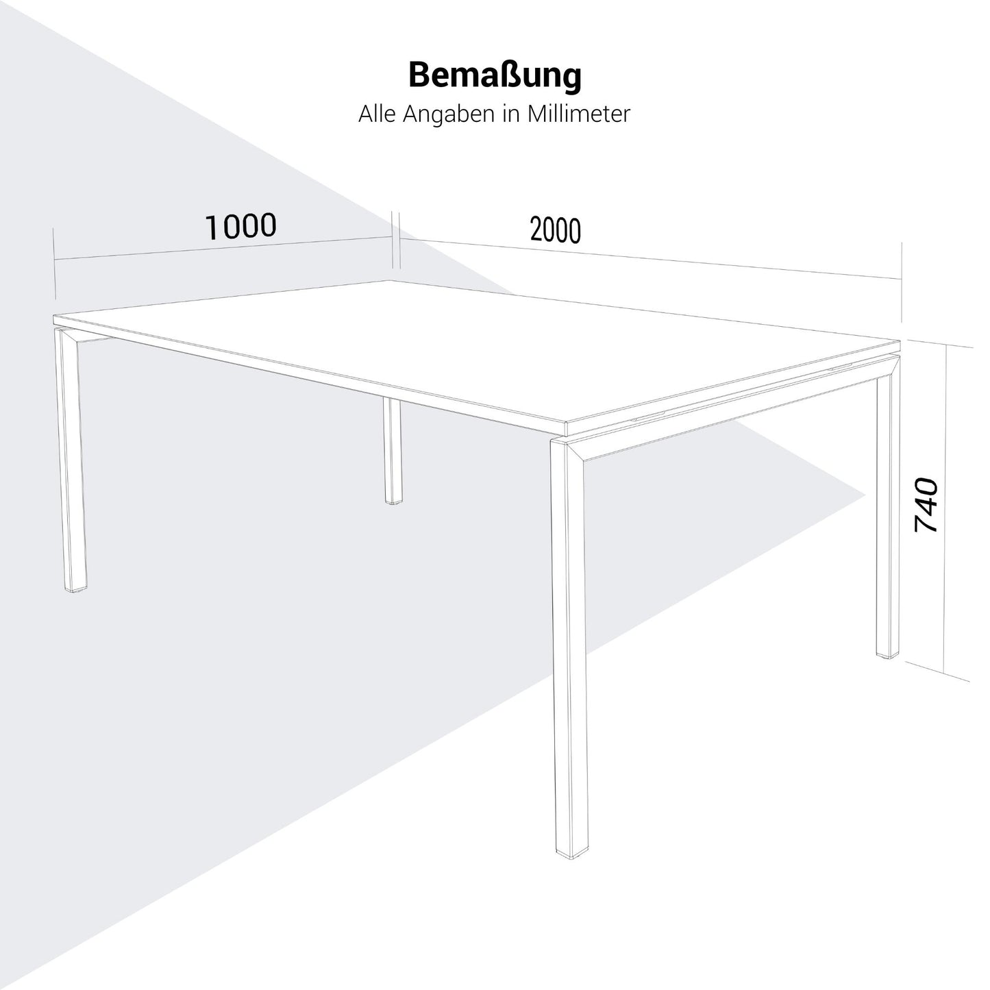 NOVA U Chief Desk con bassa bordo | 2000 x 1382 mm, acero