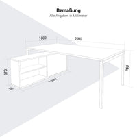 NOVA U Chief Desk con bassa bordo | 2000 x 1382 mm, antracite