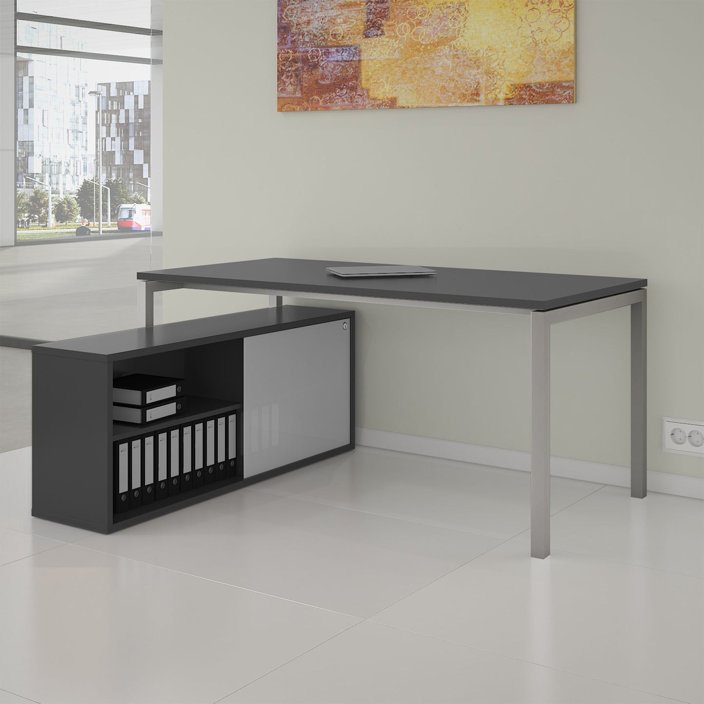 NOVA U Chief Desk con bassa bordo | 2000 x 1382 mm, antracite