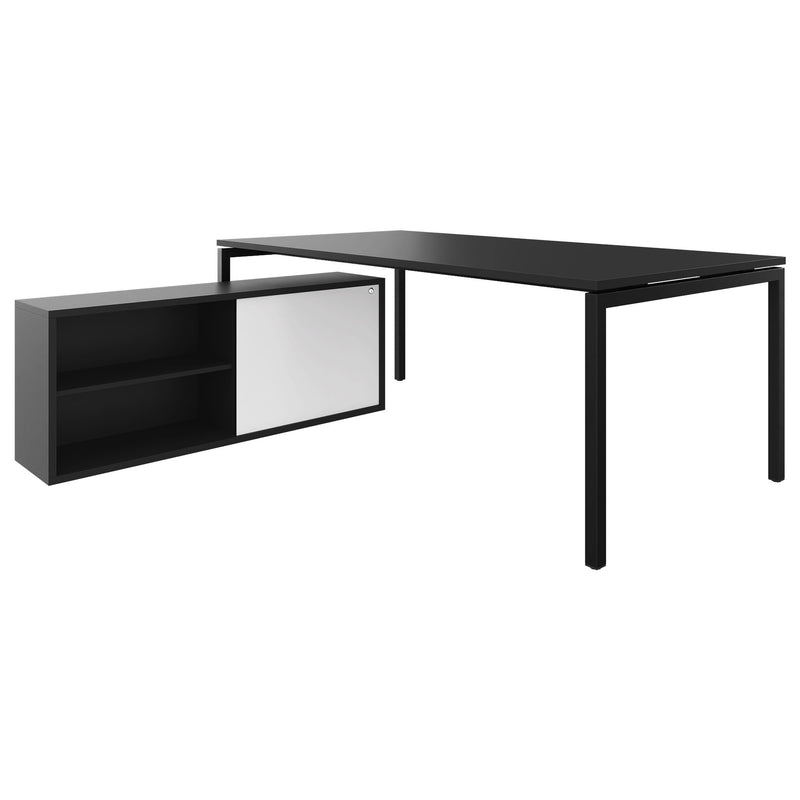 NOVA U executive desk with lowboard | 2000 x 1382 mm, anthracite - 2 Main Image