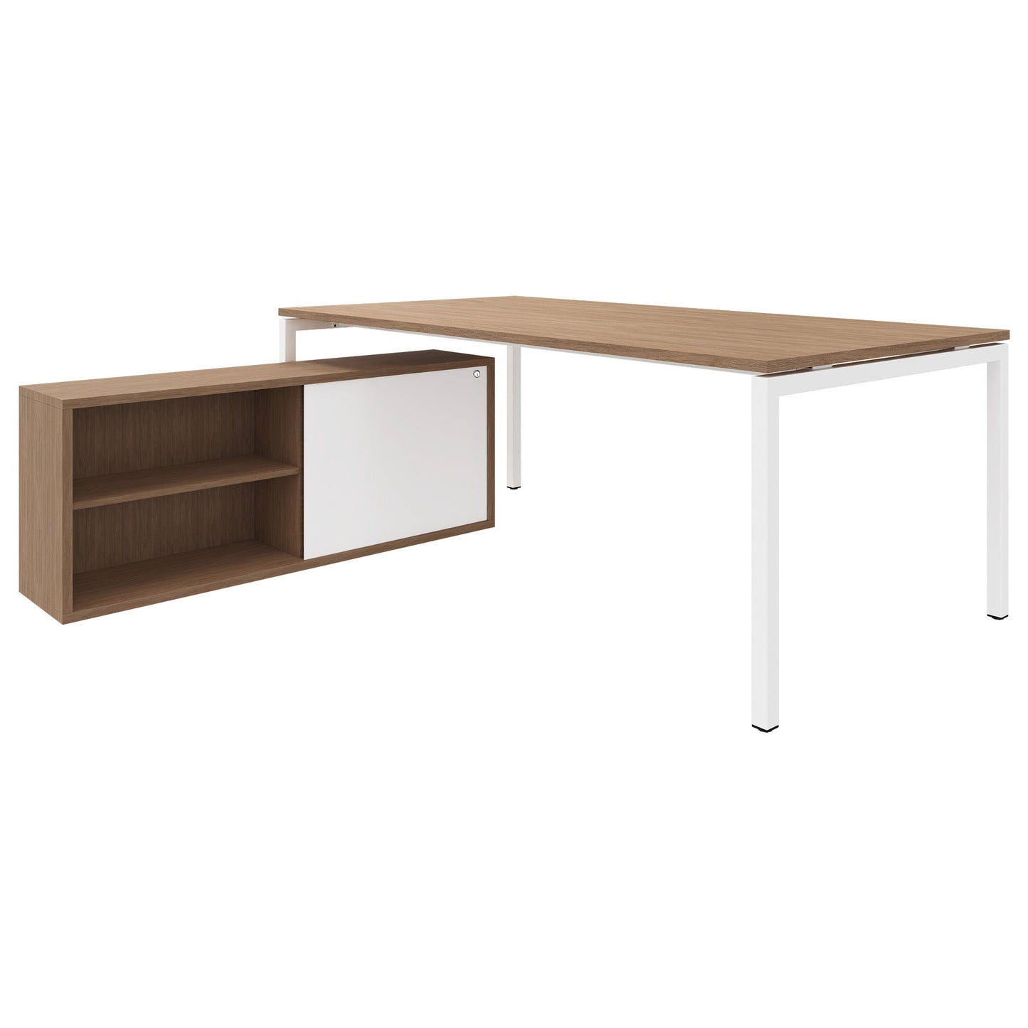 NOVA U Bureau en chef avec Lowboard | 2000 x 1382 mm, chêne ambre