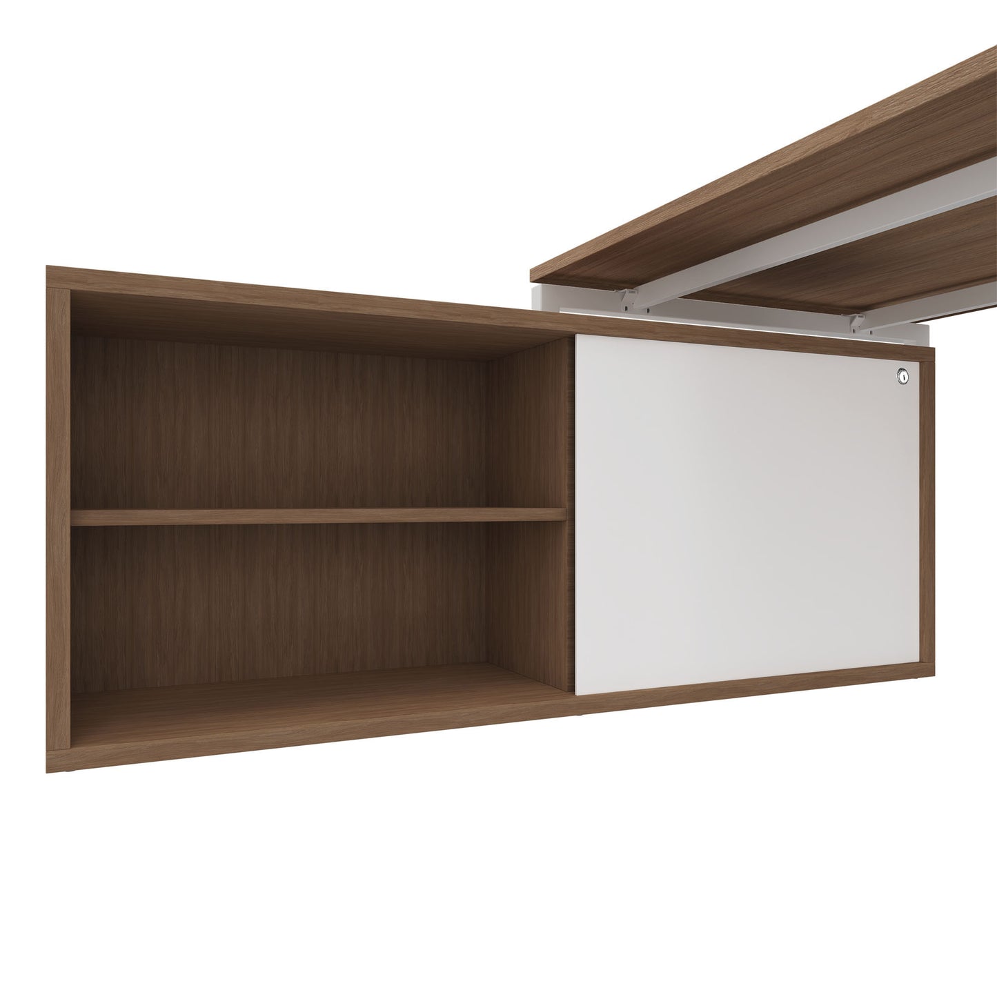 NOVA U Bureau en chef avec Lowboard | 2000 x 1382 mm, chêne ambre