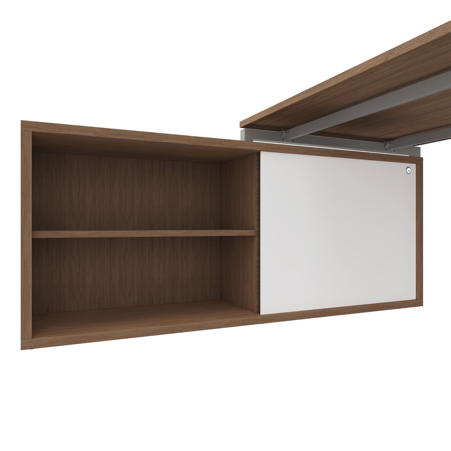 NOVA U Bureau en chef avec Lowboard | 2000 x 1382 mm, chêne ambre