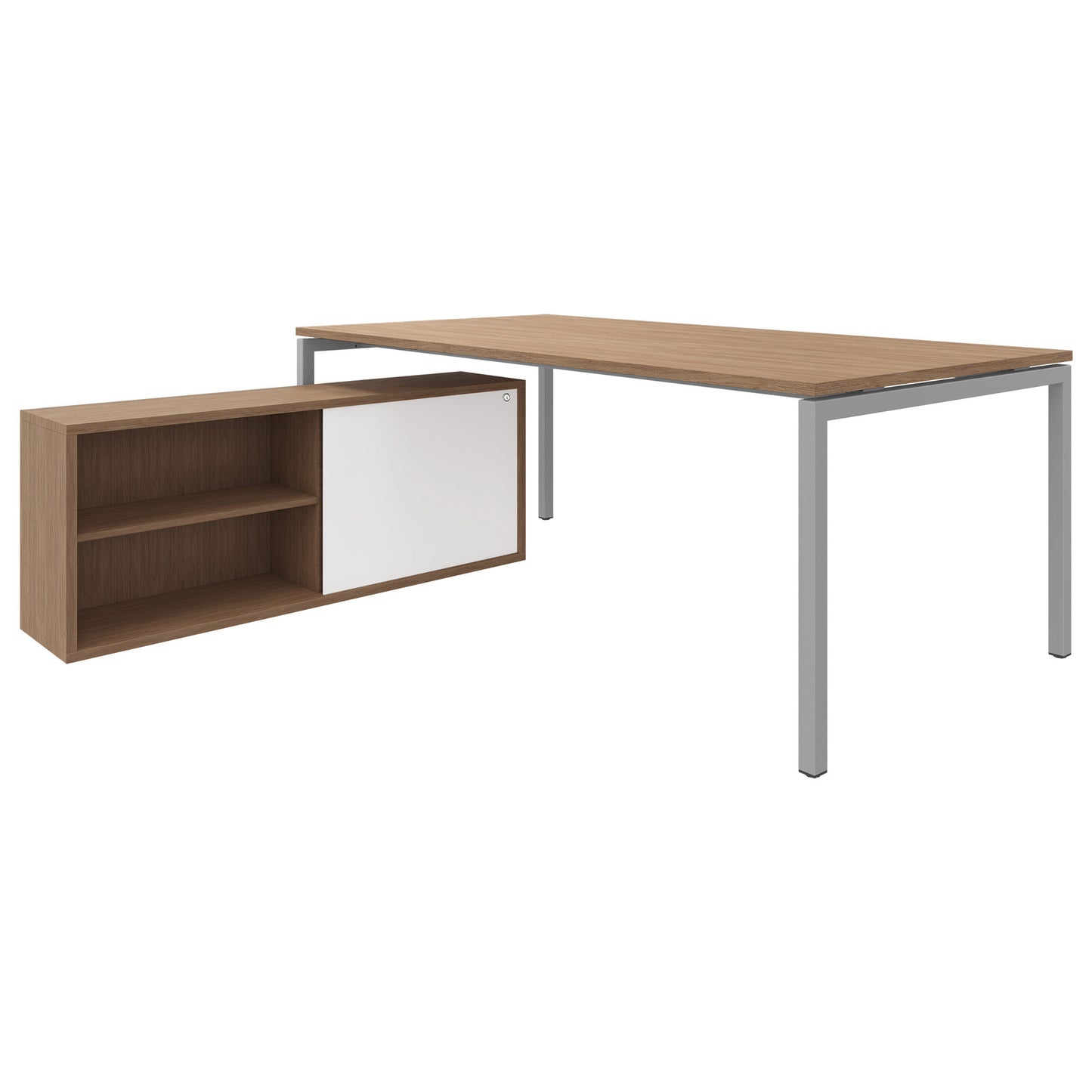 NOVA U Bureau en chef avec Lowboard | 2000 x 1382 mm, chêne ambre