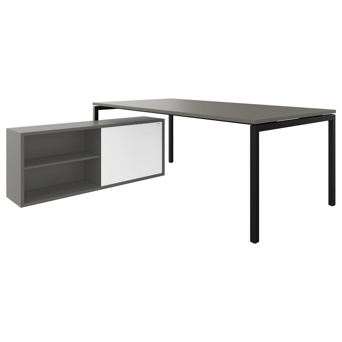 NOVA U Chefschreibtisch mit Lowboard | 2000 x 1382 mm, Cubanitgrau - 2 Lightbox Main Image
