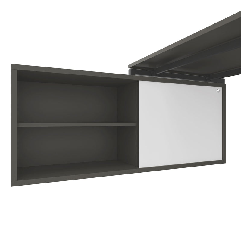 NOVA U executive desk with lowboard | 2000 x 1382 mm, Cubanite gray - 3 Main Image