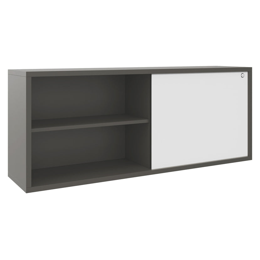 NOVA U Chefschreibtisch mit Lowboard | 2000 x 1382 mm, Cubanitgrau