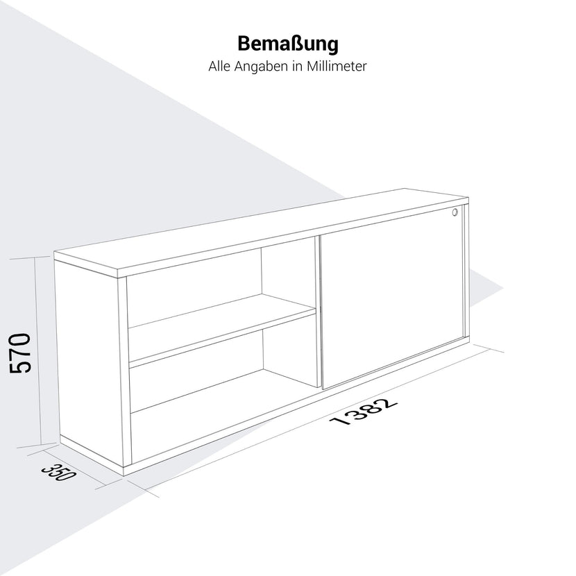 NOVA U Chefschreibtisch mit Lowboard | 2000 x 1382 mm, Cubanitgrau